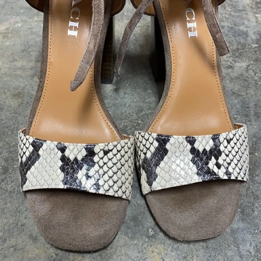 Coach Madison Lux Snake/Suede Block Heel Size 6.5